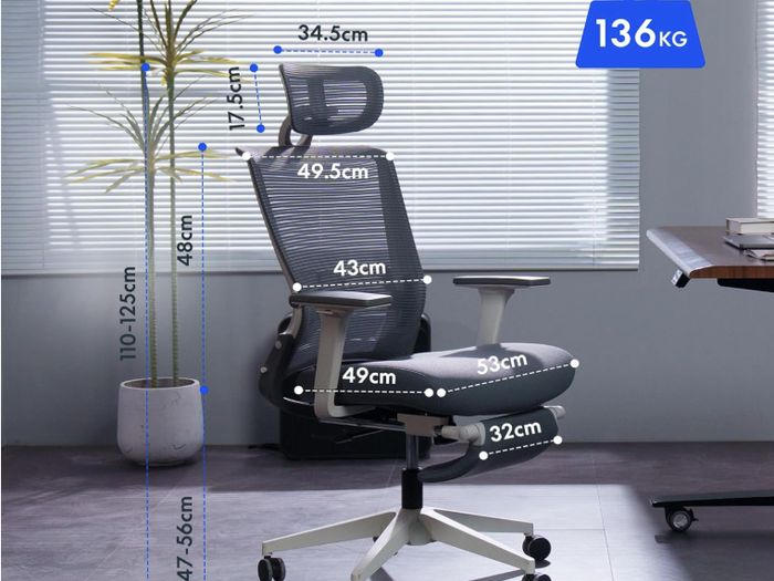 Brand New Office/Gaming Chair, Foldable Backrest for Small Spaces, Flip-up Armrests, Footrest(!) - Grey