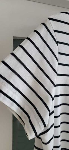 M&S Indigo Striped Tee with Embellished detail Sz 14UK (Rrp 39)