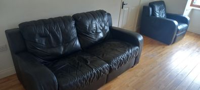 Leather couch and single recliner -FREE
