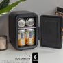 Mini Portable Cooler & Warmer for Drinks, Cosmetics/Makeup/Skincare, AC/DC Power, Scandi Style, Grey & Wood Effect, For Bedroom, Home, Caravan, Car Image 2