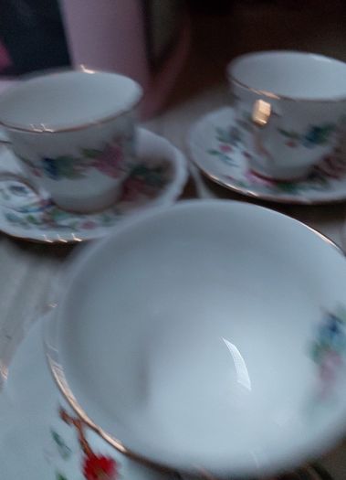 Vintage Aynsley 'Pembroke' Bone China Tea Set - 6 Cups & 6 Saucers - Made in England".