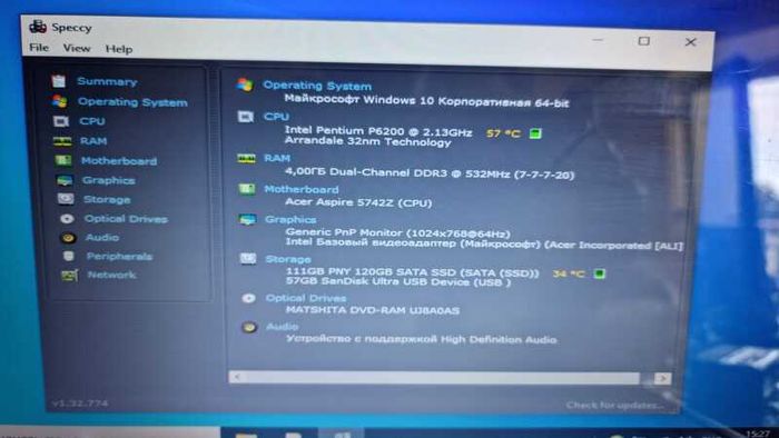 Laptop Acer 5742, working good.