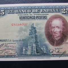 Spain 1928.25 Pesetas.Good Very Fine +.