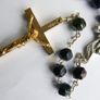 Vintage Rosary Black  Faceted Glass Beads Image 6