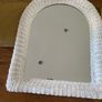 vintage white painted wicker mirror Image 9