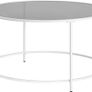 Round Coffee Table, Living Room Table with Steel Frame, Salon Table, Side Table, Pearl White/Slate Grey Image 4