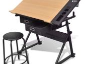 Adjustable Drawing Table  Drafting Desk with Stool Tilting Art Desk with Storage