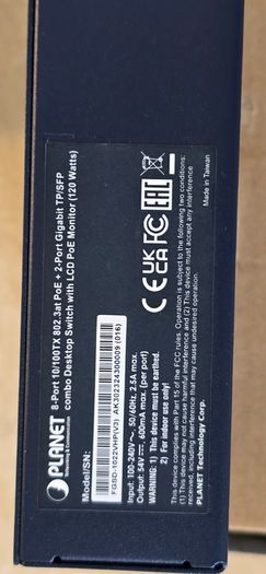 Planet FGSD-1022VHP Gigabit TP/SFP PoE Switch New