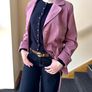 Dusty Pink Belted Jacket, Lightweight Spring Coat, Embroidered Detail, Chic Women's Blazer Size XL/XXL Image 10