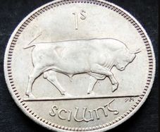 [#85..] - Ireland 1968 | Irish Shilling | 1s | Bull | KM.14a | UNC