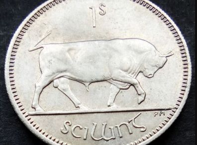 [#85..] - Ireland 1968 | Irish Shilling | 1s | Bull | KM.14a | UNC
