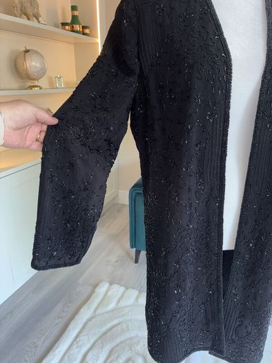 Elegant Black Sequins long Blazer. Size Medium UK 10-12 / EU 38-40
