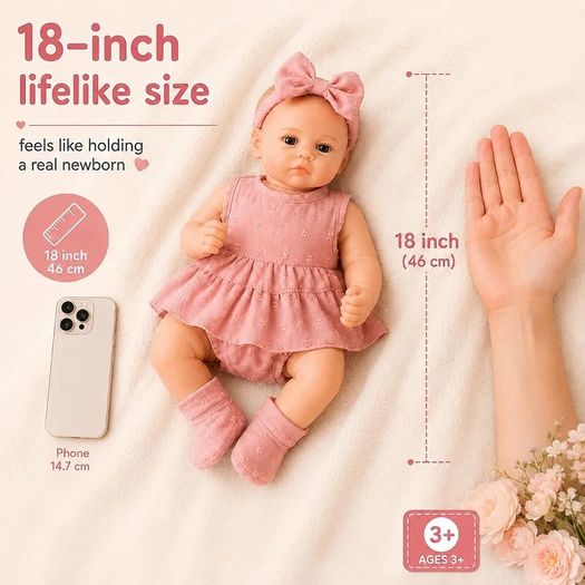 Realistic Reborn Baby Dolls with Two Outfits - 18 Inch Lifelike Weighted Newborn Baby Doll, Vinyl Limbs & Soft Cloth Cuddly Body, Hand-Painted Skin, Gift for Kids Girls, Therapy Doll for Elderly