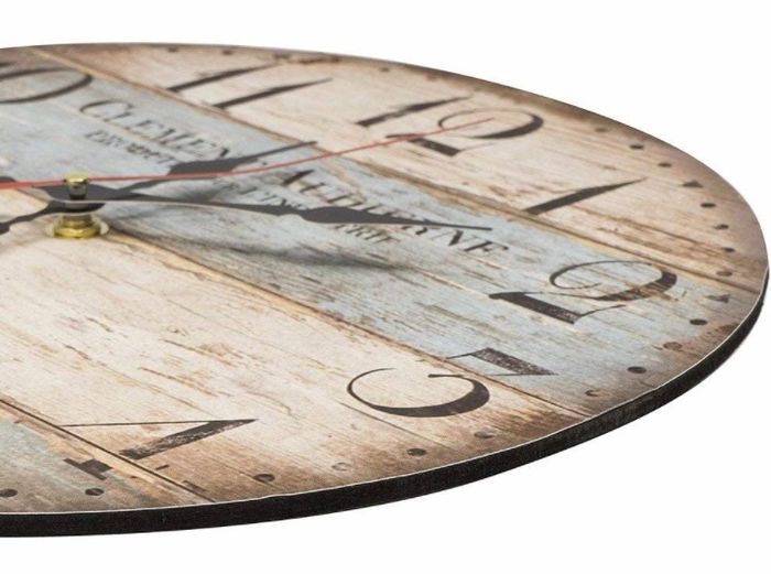 30cm Silent Wooden Round Wall Clock Vintage Rustic Chic Style Arabic Numerals Wooden Round Decorative Wall Clock