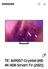 Samsung 75" AU9007 4K Smart TV + HW-Q900A Dolby Atmos Soundbar