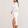 CLUB L Zaina White Long Sleeve Midi Dress With High Neckline Size 14! Image 5