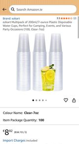 Clear Plastic Cups 200ml Set of 1600 Disposable Drink Cups for Water Coolers/Travel/Camping/Parties and Events