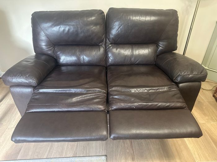 2 Seater Leather Recliner and Armchair For Sale