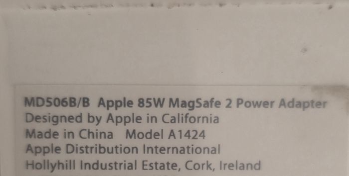 Apple 85W MagSafe 2 Power Adapter (for MacBook Pro with Retina display)
