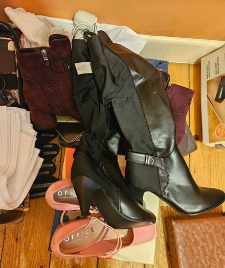 Large Job Lot of Ladies and Mens Clothes Shoes Hats Bags Handbags