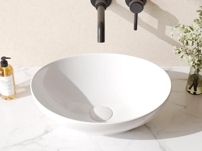 White Ceramic Oval Bathroom Vessel Sink 41.5x34x15cm  Countertop Basin, Modern Vanity Art Deco Style, Smooth Glazed Finish, Easy to Clean, Bathroom or Cloakroom Use