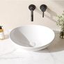 White Ceramic Oval Bathroom Vessel Sink 41.5x34x15cm  Countertop Basin, Modern Vanity Art Deco Style, Smooth Glazed Finish, Easy to Clean, Bathroom or Cloakroom Use Image 4
