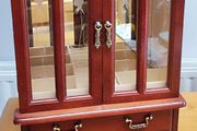 Vintage  Wooden Jewelry Box Floral Door 2 Drawers Necklace Hanger Rings