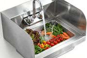 17 x 12.8in Stainless Steel Hand Sink - Wall Mount Design - Faucet &amp; Side Splash