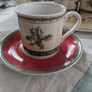 Vintage Villeroy and Boch coffee cups and saucers in Festive Memories pattern. Image 6