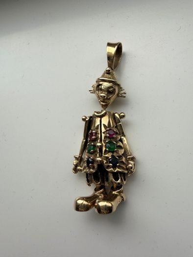 Vintage gold clown pendant