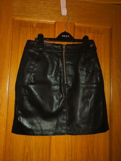black leather river island skirt