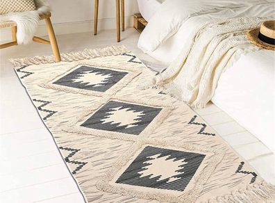 Runner Rug, Hallway Runner Machine Washable Carpet Runner with Tassel, Cotton Area Rugs Carpet Runner Non Slip (MULTIPLE SIZES)