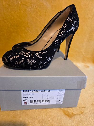 Beautiful Black Gold heels by Hobbs London, size 7