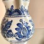 Vintage Blue & Cream Pottery Water Pitcher Jug, Korond, Transylvania Image 6