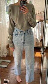 Weekday Sage green satin blouse size M