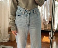 Weekday Sage green satin blouse size M