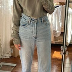 Weekday Sage green satin blouse size M