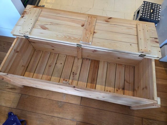 wooden bench with storage
