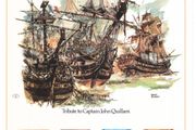 1979 Isle of Man Limited Edition Lithographed Print measuring 333mm X 257mm showing 150th Death Anniversary of Captain John Quilliam 1771-1829 Commemorative Stamps with First Day of Issue Cancel