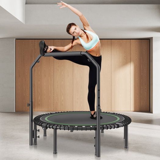 Fitness Trampoline Adults Exercise Rebounder with Handle Heavy Duty Foldable