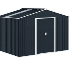 9 x 6FT Metal Tool Shed with Sliding Doors and Ventilation Windows