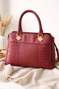 Elegant burgundy structured handbag for women