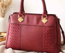 Elegant burgundy structured handbag for women