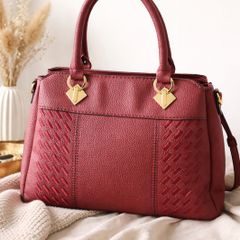 Elegant burgundy structured handbag for women