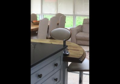Large oak breakfast bar table