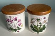 Portmeiroon botonical spice   jars with wooden lids
