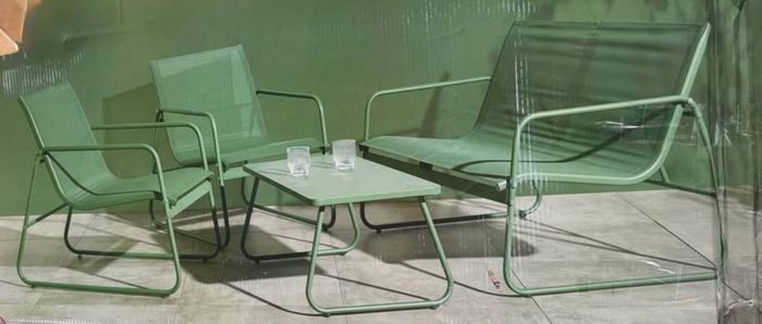 Brand New 4 Piece Garden Lounge Set. The ultimate comfort. Beautiful Sage-green colour metal.