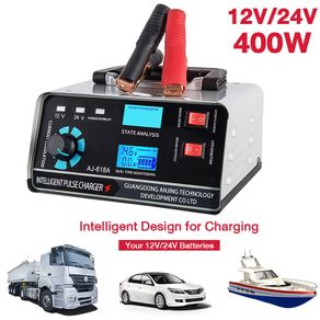 Large Power 400W Battery Charger 12V/24V Car Battery Charger Trickle Smart Pulse Repair for Car SUV Truck Boat