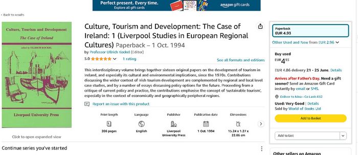 Culture, Tourism and Development: The Case of Ireland (Liverpool University Press - Studies in European Regional Cultures) Ullrich Kockel