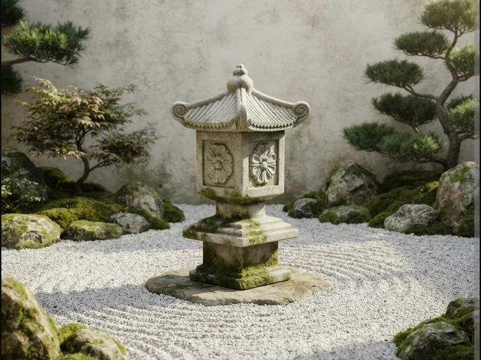 Japanese-style concrete garden lantern ornament,  Pagoda
